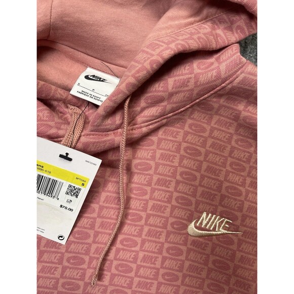Nike NSW Club Fleece All Over Print Hoodie Men Small Sweatshirt Pink HJ6886-618 - Picture 4 of 8